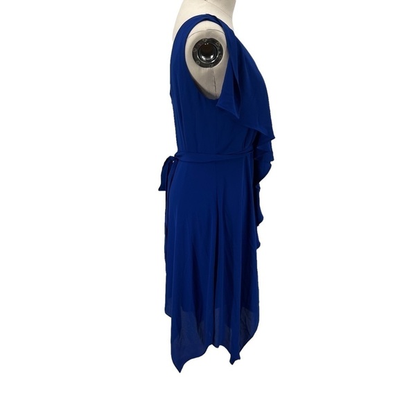 BCBGMaxAzria Blue Jessica Sleeveless Asymmetrical Ruffle Dress Size 2 Women’s - Picture 6 of 11